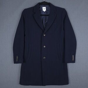 Gap Lanificio Nello Gori Coat Mens Small Navy Blue Italian Wool Blend Overcoat